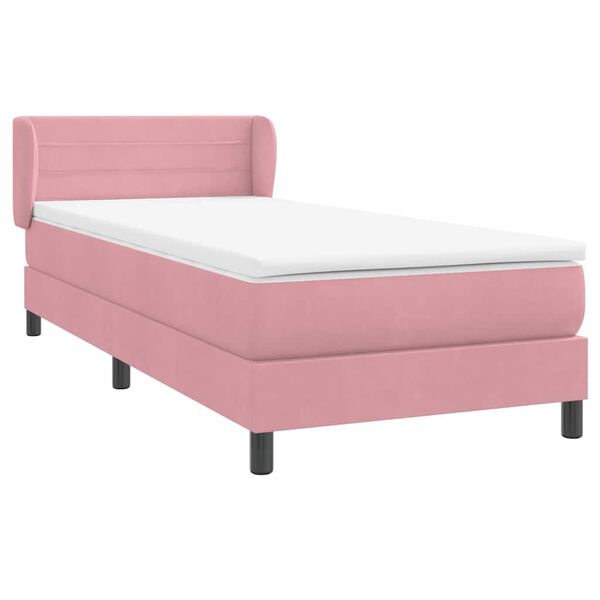 vidaXL Cama box spring con colch&oacute;n terciopelo rosa 90x220 cm