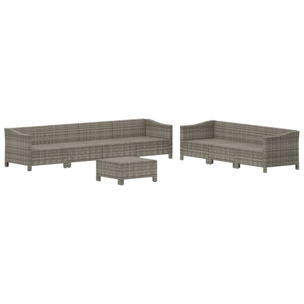vidaXL Set de muebles de jard&iacute;n 8 pzas y cojines rat&aacute;n sint&eacute;tico gris