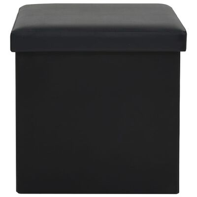 vidaXL Taburetes de almacenaje plegables 2 uds cuero sintético negro