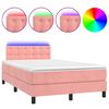 vidaXL Cama box spring con colch&oacute;n y LED terciopelo rosa 120x190 cm