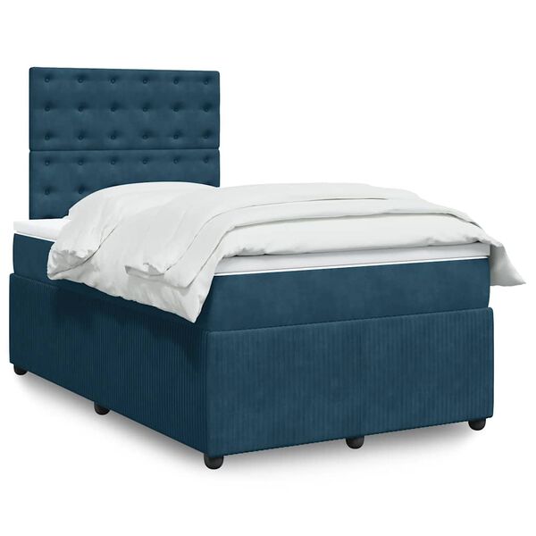 vidaXL Cama box spring con colch&oacute;n terciopelo azul 120x200 cm