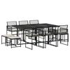 vidaXL Set de comedor jard&iacute;n 11 pzas con cojines rat&aacute;n sint&eacute;tico negro