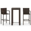 vidaXL Muebles de bar de jard&iacute;n 3 pzas rat&aacute;n PE reposabrazos marr&oacute;n