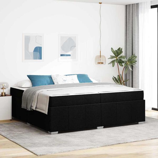 vidaXL Estructura de cama con colch&oacute;n Negro 200 x 200 cm tela