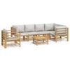 vidaXL Set de muebles de jard&iacute;n 7 piezas bamb&uacute; y cojines gris claro