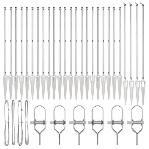 vidaXL Poste de cerca Otro 26 pcs Gris 3,2 x 3,2 x 160 cm Acero