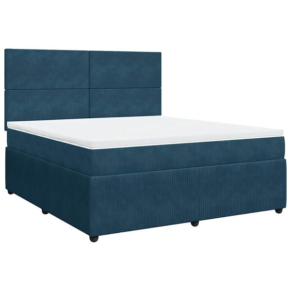 vidaXL Cama box spring con colch&oacute;n terciopelo azul oscuro 180x200 cm