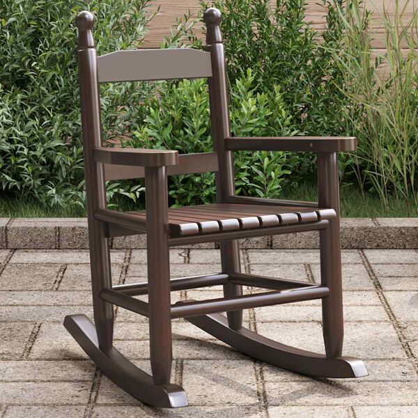 vidaXL Mecedora para ni&ntilde;os madera maciza de &aacute;lamo marr&oacute;n