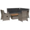 vidaXL Set de muebles de jard&iacute;n 6 pzas y cojines rat&aacute;n sint&eacute;tico gris