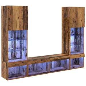 vidaXL Unidades de TV de Pared con LED con LED 5 pcs Madera vieja