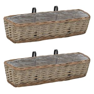 vidaXL Jardinera para balc&oacute;n con forro de PE 2 unidades mimbre 60 cm