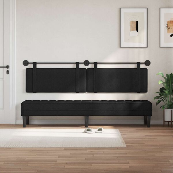 vidaXL Cabecera Colgante Liso Negro 210 x 55 x 5 cm tela