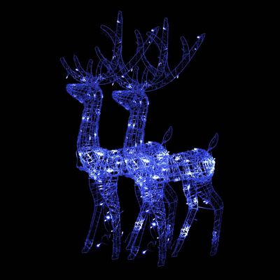 vidaXL Adorno de renos de Navidad acrílico 2 uds azul 120 cm