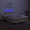 vidaXL Cama box spring con colch&oacute;n y luces LED tela crema 120x190 cm