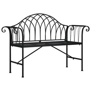 vidaXL Banco de jard&iacute;n de dos plazas 128 cm acero negro