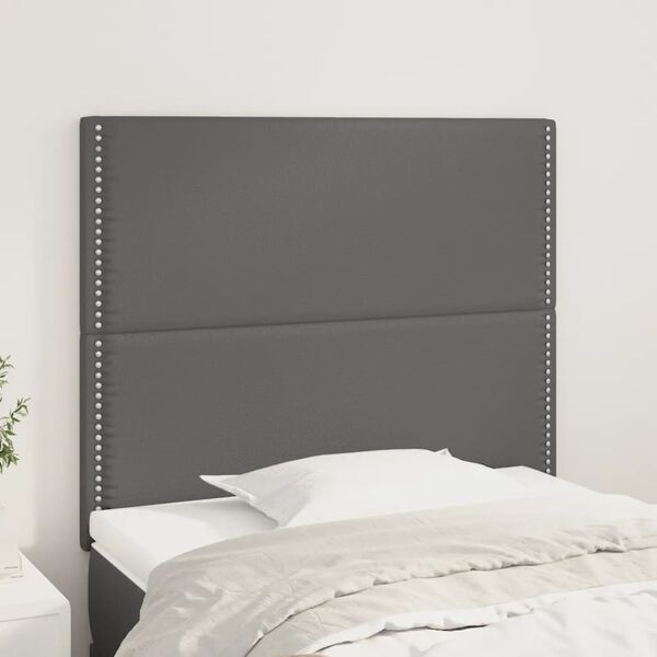 vidaXL Cabecero de cama gris 90x5x118/128 cm piel sintética