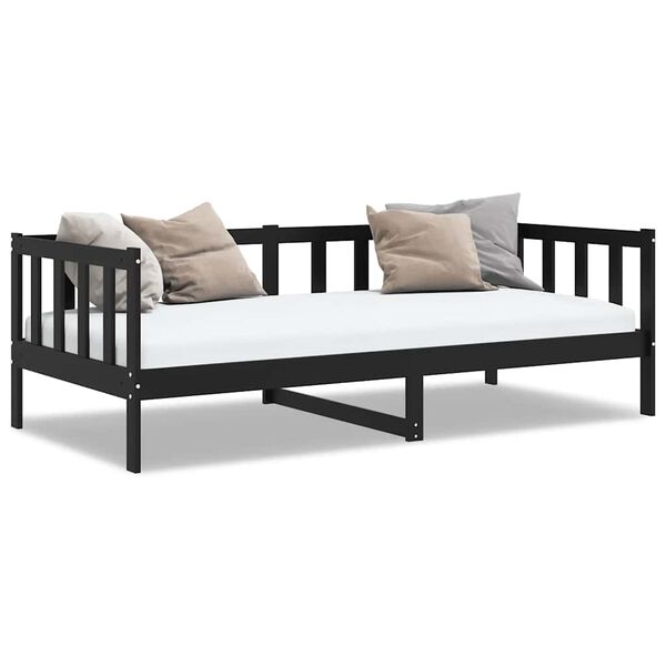 vidaXL Sofá cama sin colchón madera maciza de pino negro 90x200 cm