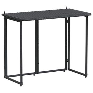 vidaXL Mesa de jard&iacute;n plegable de rat&aacute;n sint&eacute;tico negra 90x51x75 cm
