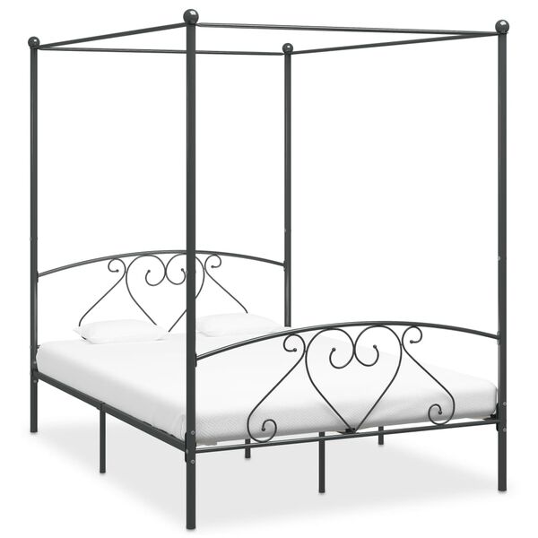 vidaXL Estructura cama con dosel sin colchón metal gris 140x200 cm