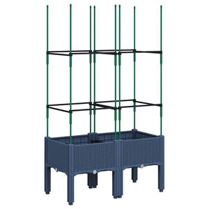 vidaXL Jardinera con enrejado PP azul gris 80x40x142,5 cm