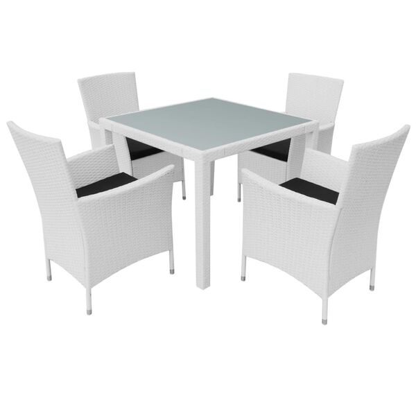 vidaXL Set de comedor de jardín 5 piezas ratán sintético blanco crema
