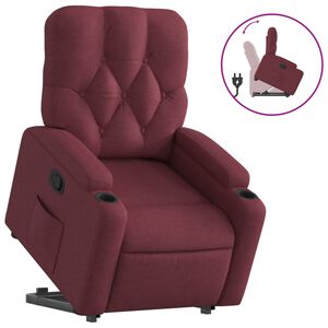 vidaXL Sill&oacute;n reclinable elevable tela rojo tinto