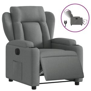 vidaXL Sill&oacute;n reclinable el&eacute;ctrico de tela gris oscuro