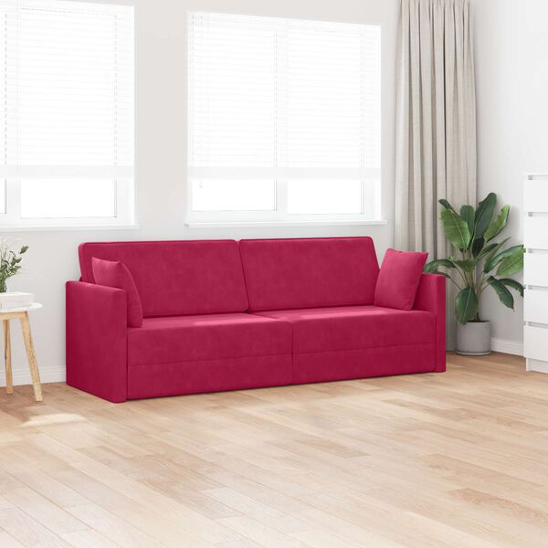 vidaXL Sof&aacute;-cama de piso 200cm Rojo vino Terciopelo