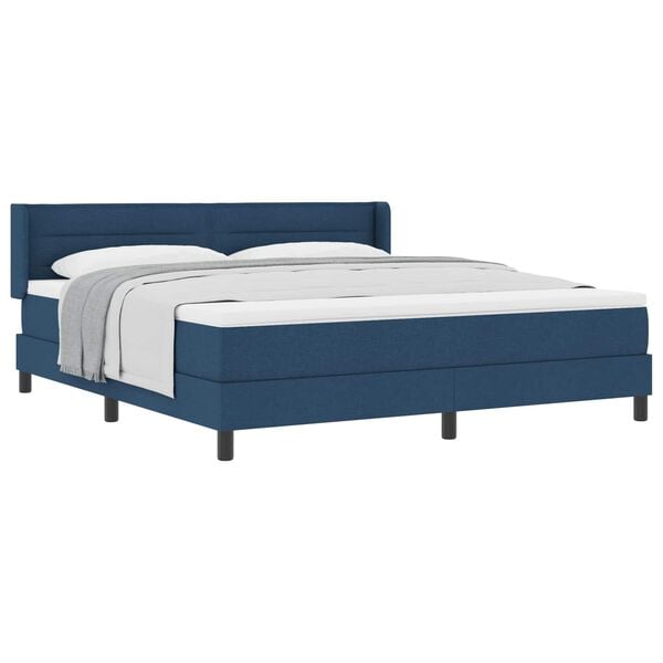 vidaXL Cama tipo Box Spring con colch&oacute;n Azul 200 x 180 cm Poli&eacute;ster