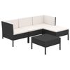 vidaXL Set de muebles de jard&iacute;n 5 pzas y cojines rat&aacute;n sint&eacute;tico negro
