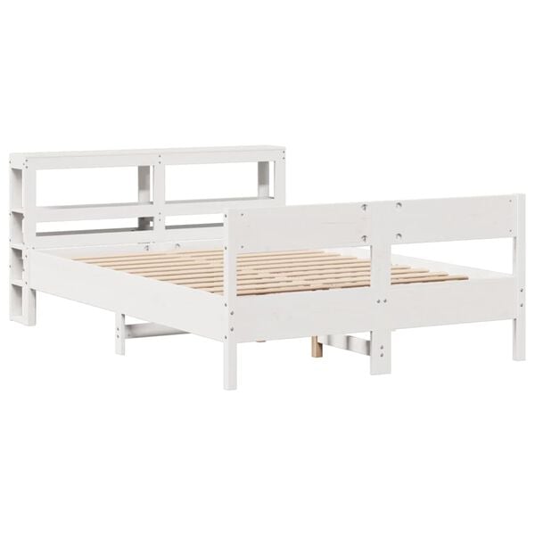 vidaXL Estructura de cama sin colch&oacute;n madera de pino blanca 150x200 cm