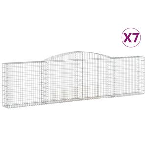 vidaXL Cestas de gaviones 7 uds forma de arco hierro 400x30x100/120 cm