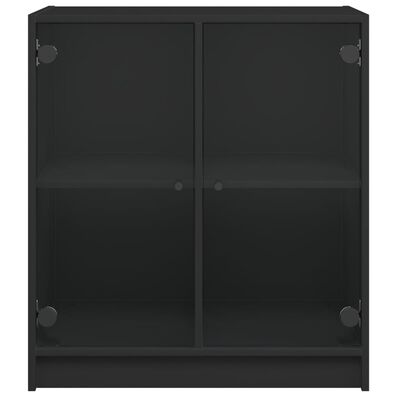 vidaXL Armario auxiliar con puertas de vidrio negro 68x37x75,5 cm