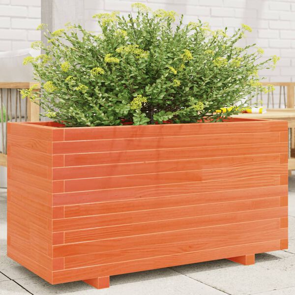 vidaXL Jardinera madera maciza de pino marr&oacute;n cera 90x40x49,5 cm