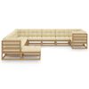 vidaXL Set de muebles de jard&iacute;n 11 pzs cojines madera pino marr&oacute;n miel