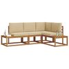 vidaXL Conjunto de sof&aacute;s de exterior con coj&iacute;n 4 Pieza Natural y Beige