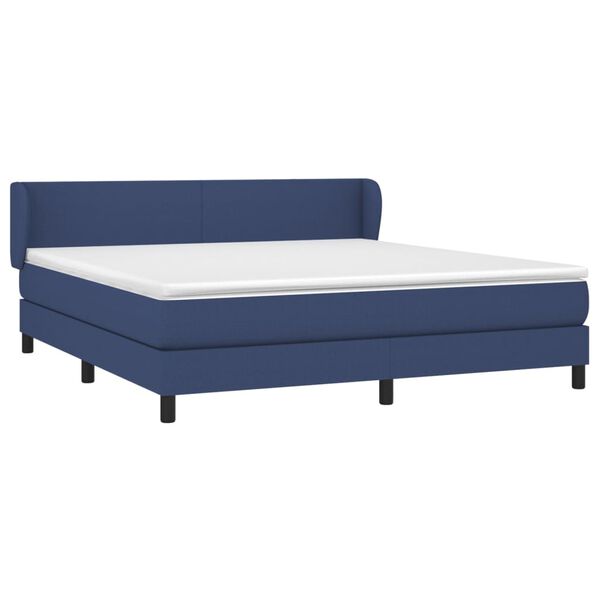 vidaXL Cama box spring con colch&oacute;n tela azul 160x200 cm