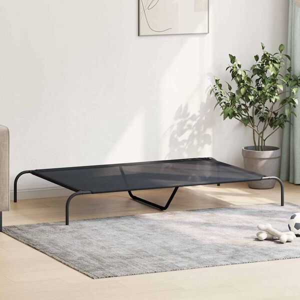Cama elevada para perros vidaXL negra 150x90x20 cm textilene y acero