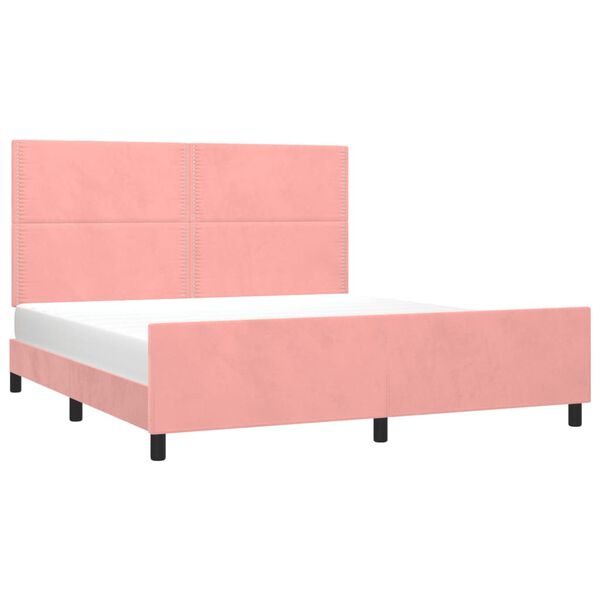 vidaXL Estructura de cama sin colch&oacute;n terciopelo rosa 160x200 cm