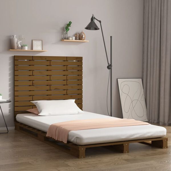 vidaXL Cabecero cama pared madera maciza pino marr&oacute;n miel 146x3x91,5cm