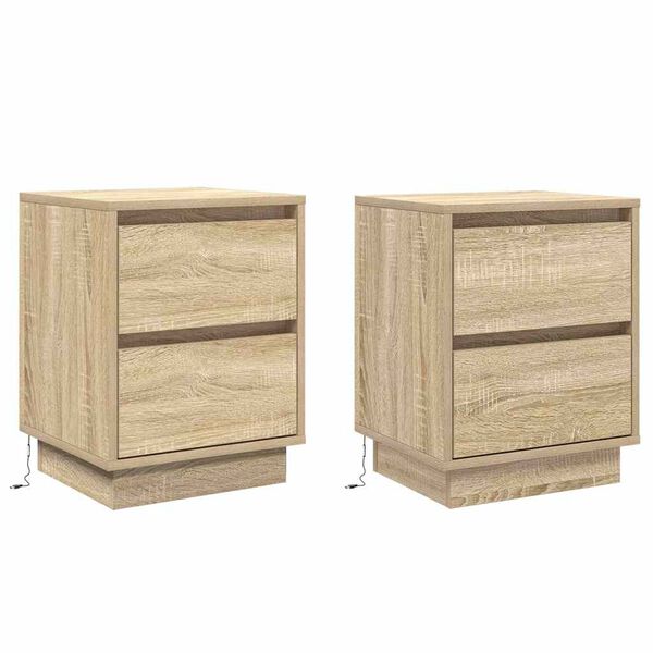 vidaXL Armario de Noche con cajón 2 pcs Roble Sonoma 39 x 34,5 x 50 cm