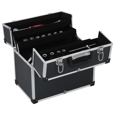vidaXL Caja de herramientas aluminio negro 38x22,5x34 cm