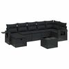 vidaXL Set de sof&aacute;s de jard&iacute;n 8 piezas y cojines rat&aacute;n sint&eacute;tico negro