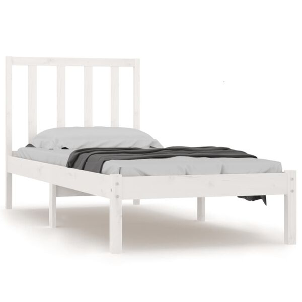 vidaXL Estructura de cama madera maciza de pino blanco 90x190 cm