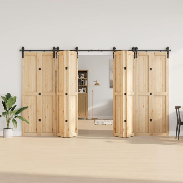 vidaXL Kit de herrajes para puertas correderas acero negro 366 cm