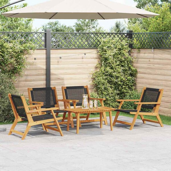 vidaXL Sillas de Jard&iacute;n con Mesa 5 pcs Negro 90 x 45 x 40 cm