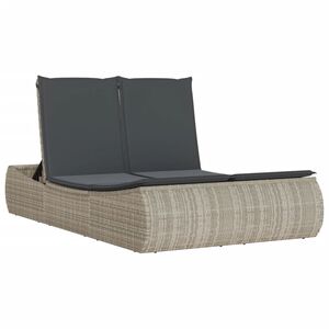 vidaXL Tumbona doble con cojines rat&aacute;n sint&eacute;tico gris claro
