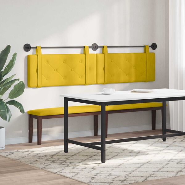 vidaXL Cabecera Colgante Amarillo 210 x 55 x 5 cm Terciopelo