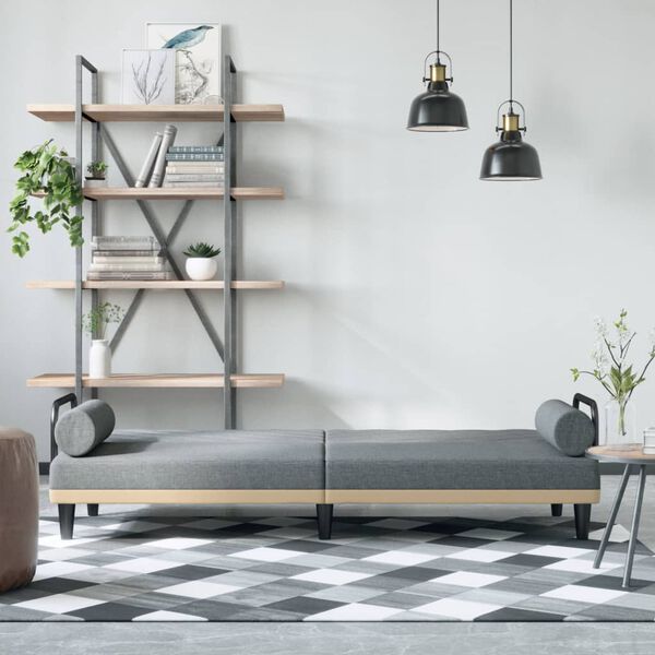 vidaXL Sof&aacute; cama con reposabrazos tela gris claro