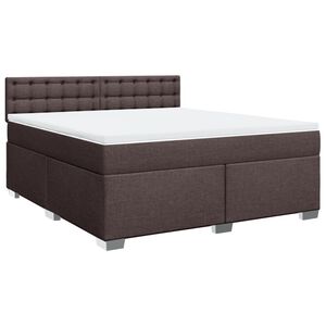 vidaXL Cama box spring con colch&oacute;n tela marr&oacute;n oscuro 180x200 cm